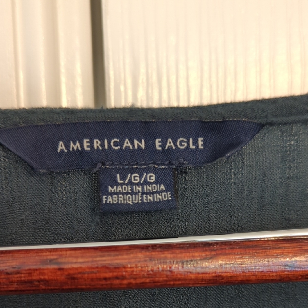 American Eagle Teal Blouse with Button Detail Babydoll Western Country Concert - Picture 2 of 12
